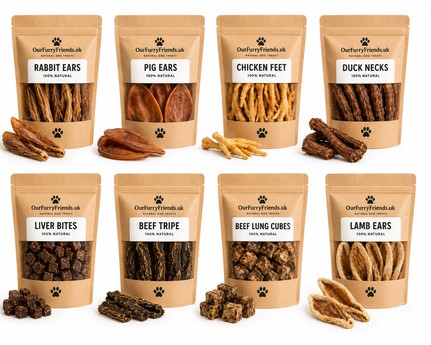 Package of Our Furry Friends Chester’s Choice natural dog treats (8 pack) on a white background

