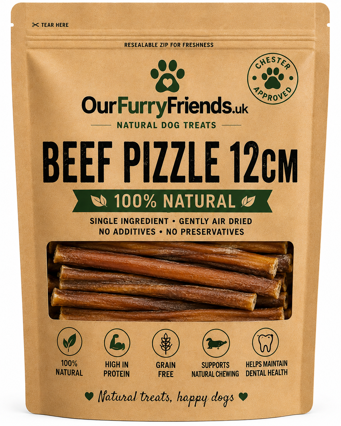 Natural Beef Pizzle 12cm for Dogs | 100% Natural Dog Chews