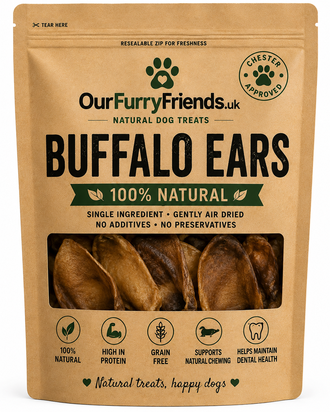 Natural Buffalo Ears for Dogs | 100% Natural Dog Chews