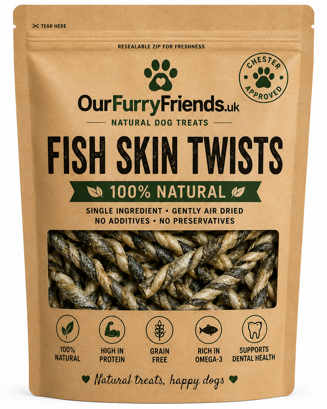 Natural Fish Skin Twists for Dogs | 100% Natural Dog Treats