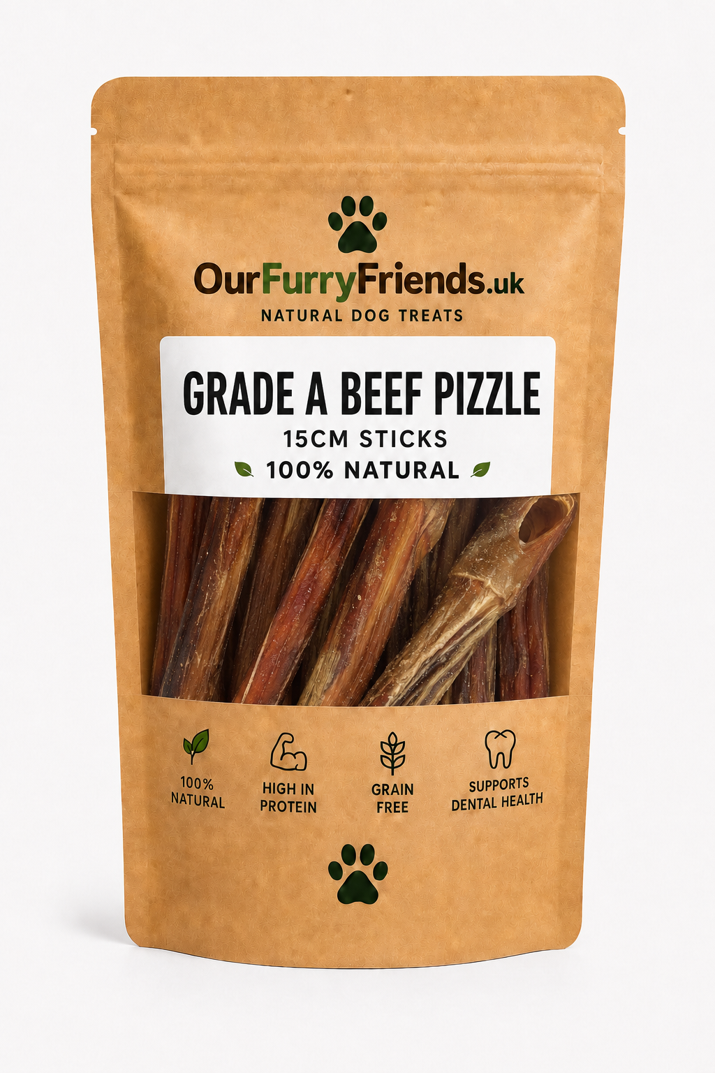 Grade A Beef Pizzle Sticks for Dogs – 15cm